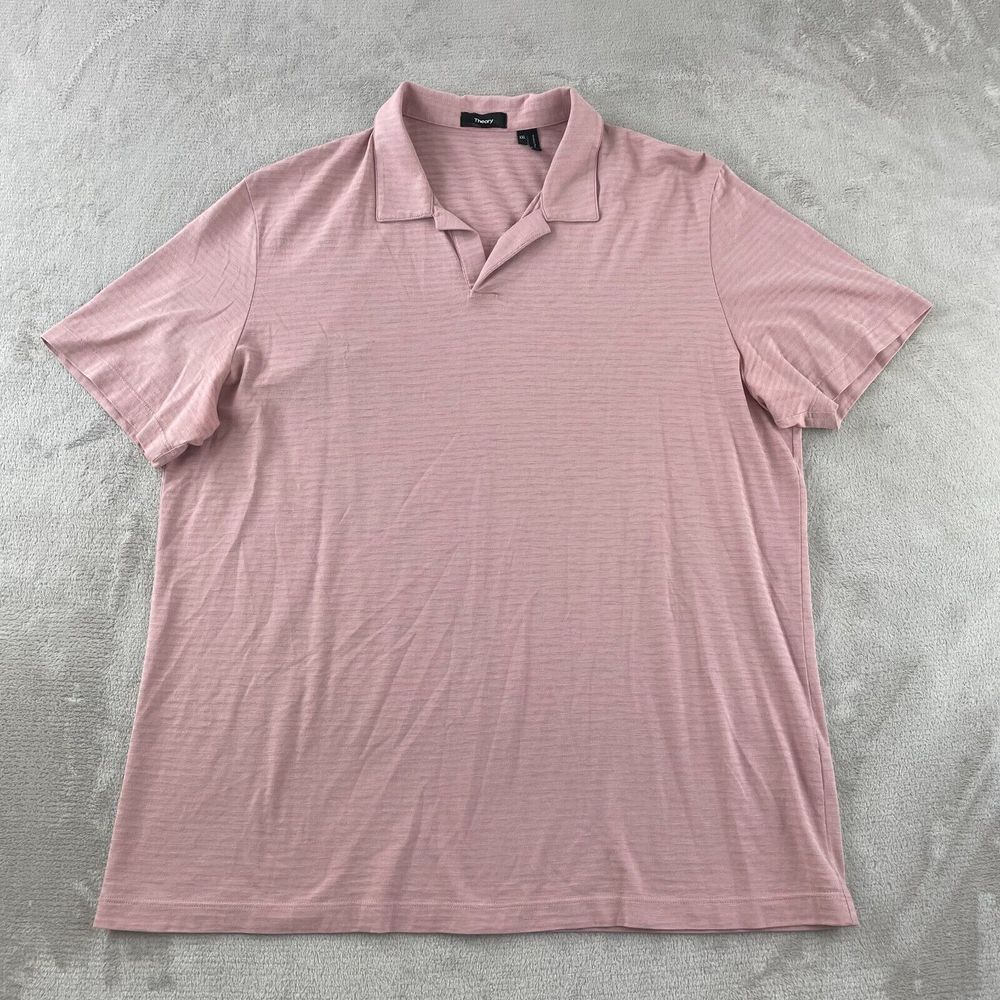 Theory Polo Shirt Men 2XL Rose Willem Flame Jersey Short Sleeve Designer NWOT
